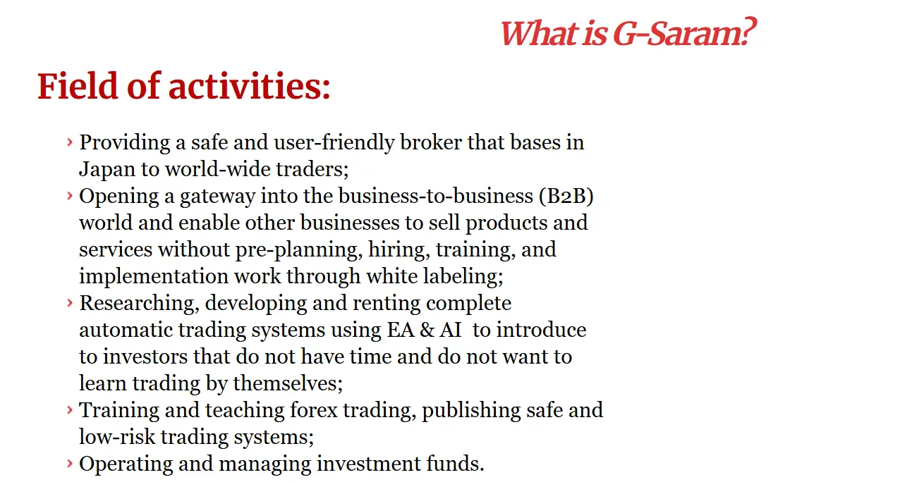 G-Saram Field of activities
