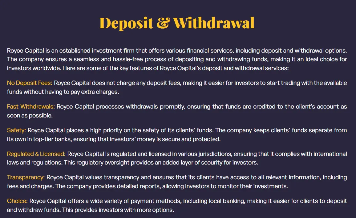 Deposit and Withdrawal Deposit and Withdrawal