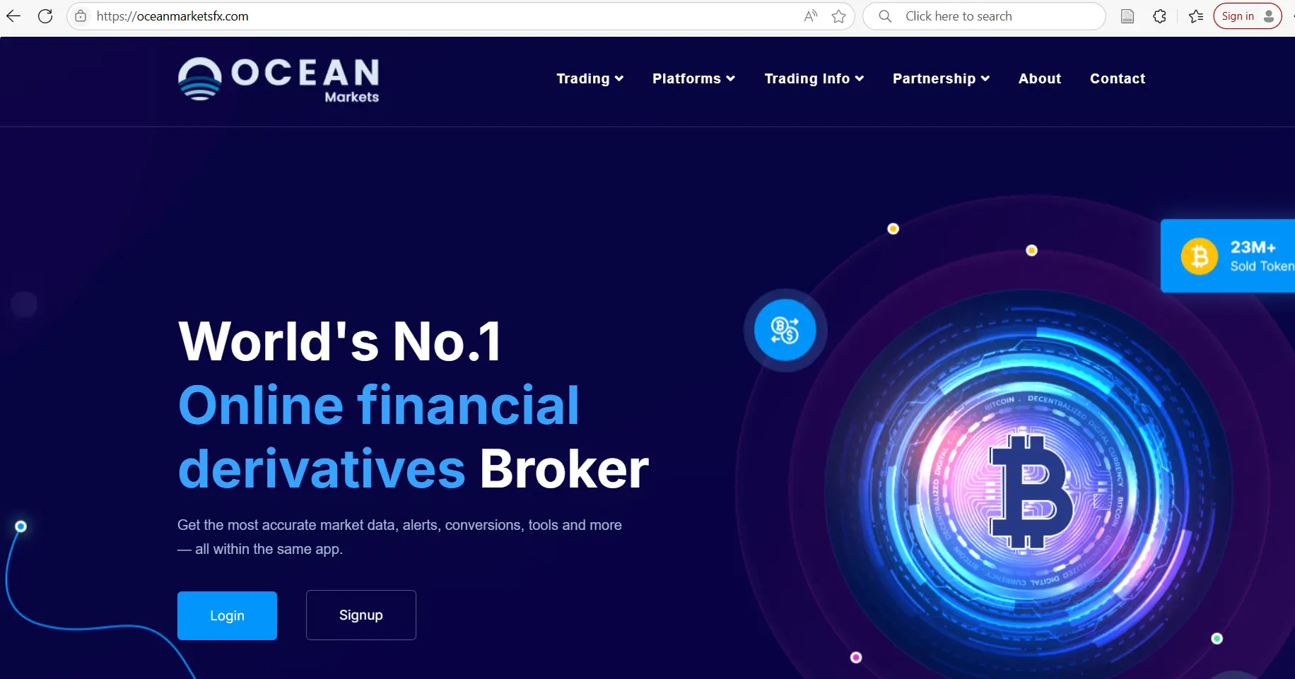 Ocean Markets' homepage