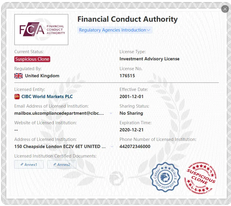 Suspicious Clone FCA license