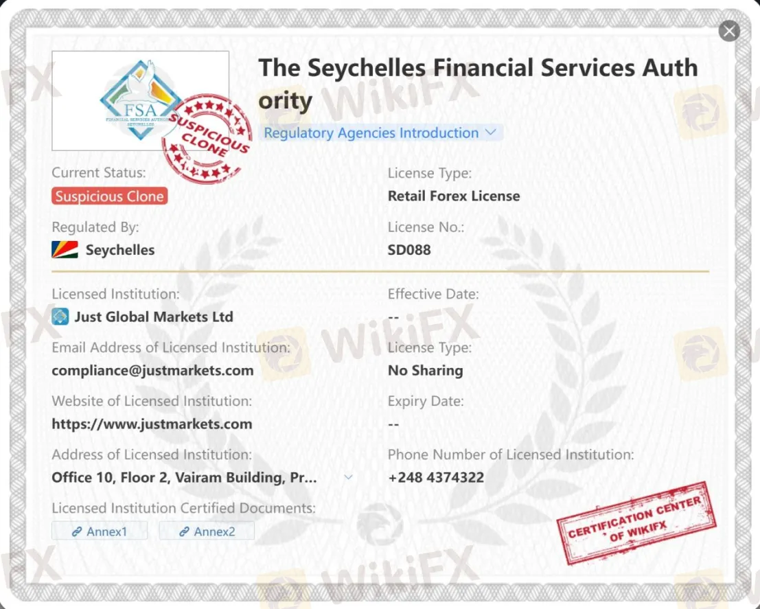the Seychelles Financial Services Authority - FSA license