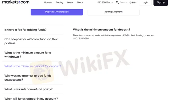 deposit and withdrawal