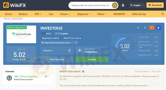 screenshot of WikiFX