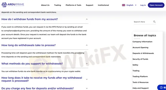 deposit and withdrawal