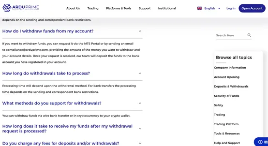 deposit and withdrawal