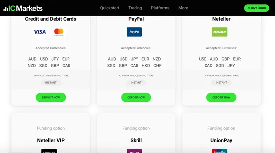 deposit and withdrawal