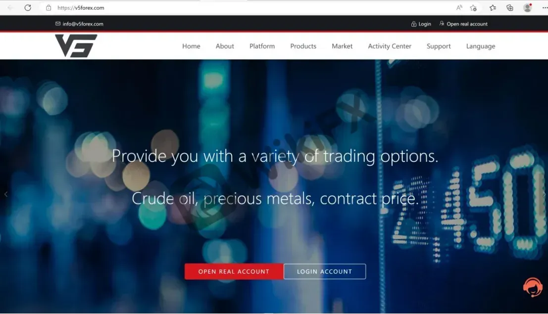 V5 Forex Global's website