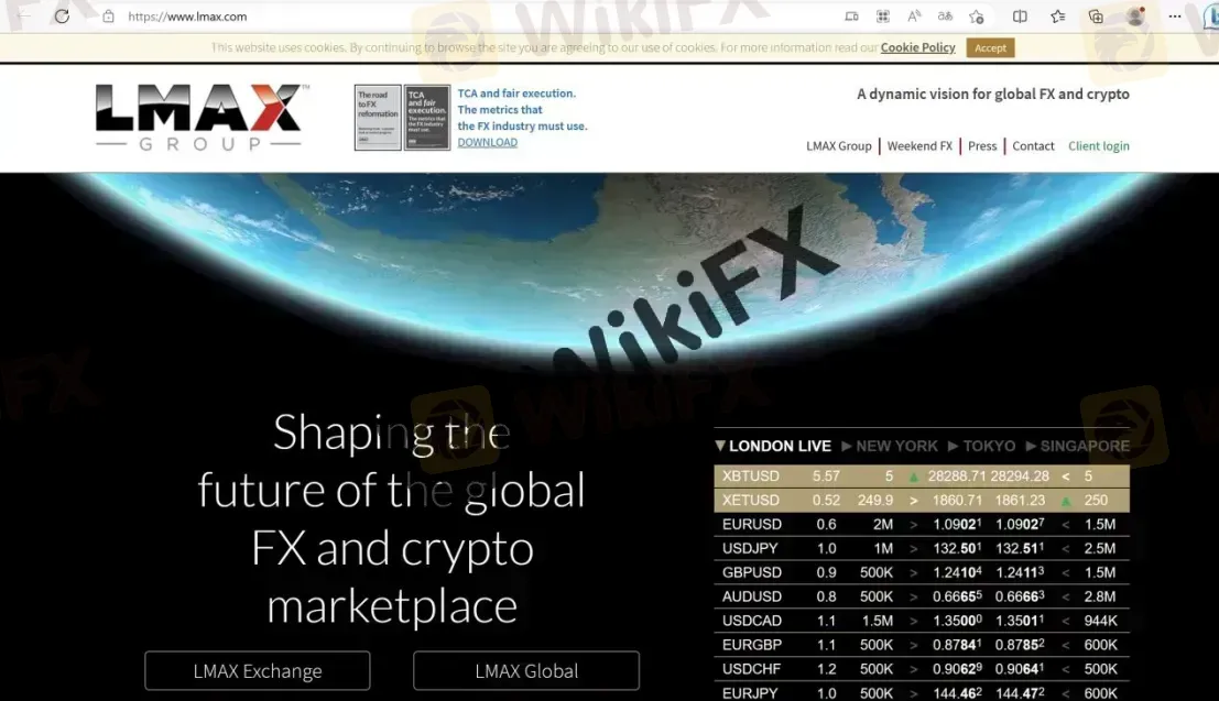 LMAX Group's website LMAX Group's website