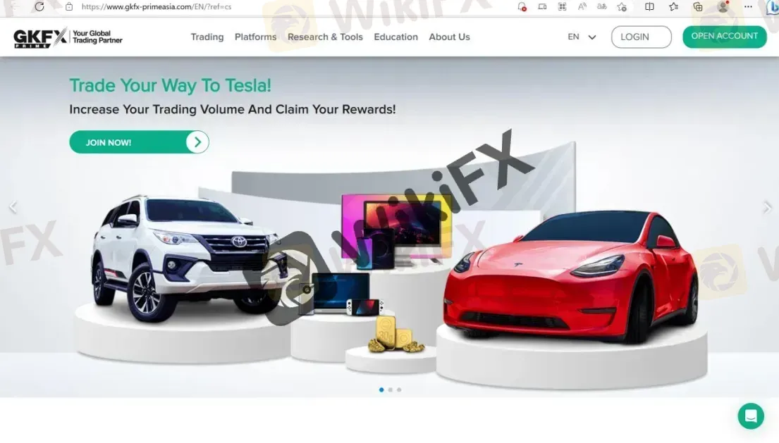 GKFX Prime's website