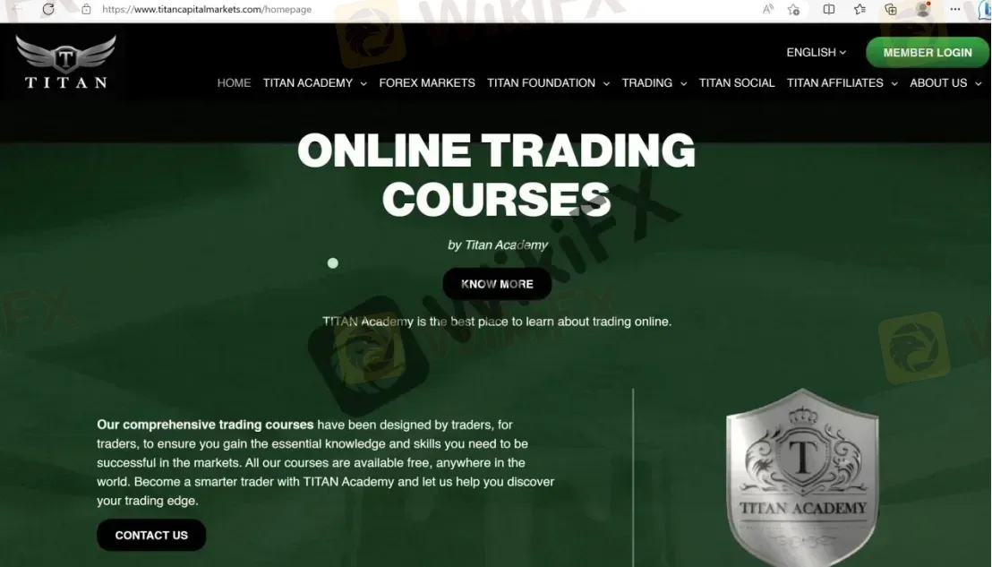 Titan Capital Markets' website