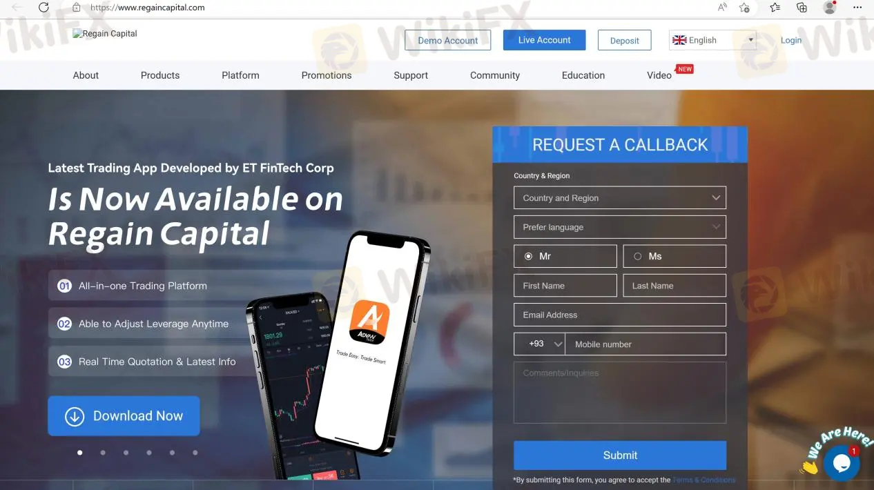 Regain Capital's website