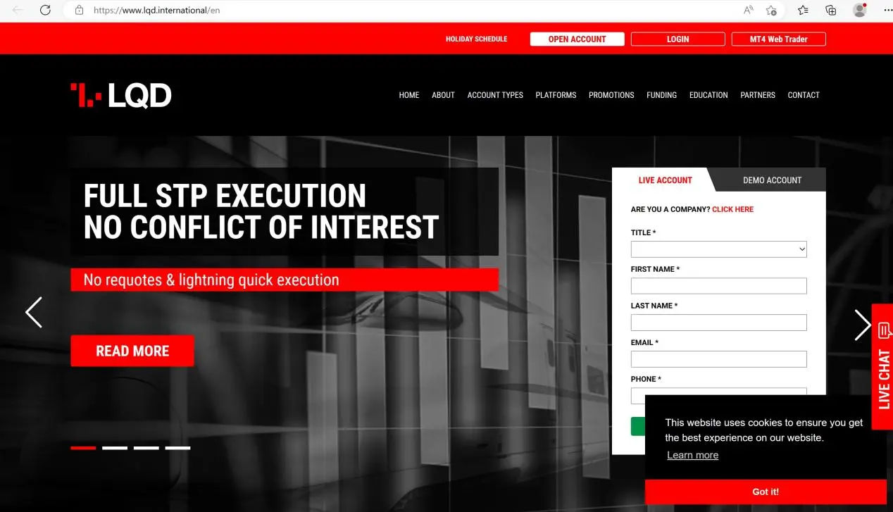 LQDFXのウェブサイト LQDFXのウェブサイト