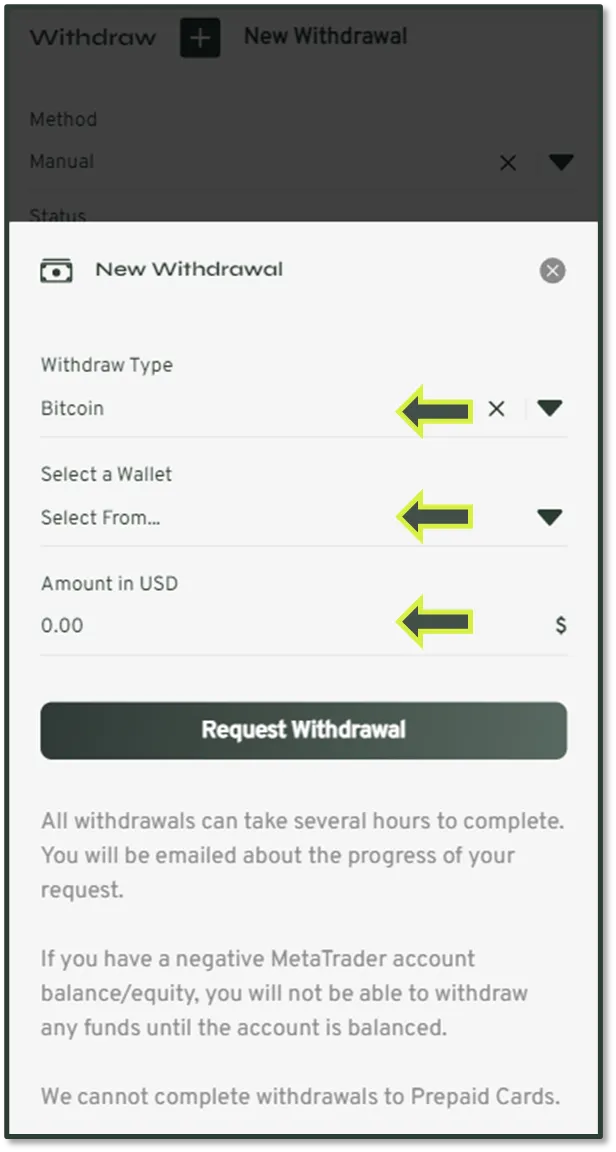 Step 5: Tap on Request Withdrawal Step 5: Tap on Request Withdrawal