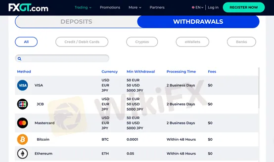 deposit and withdrawal