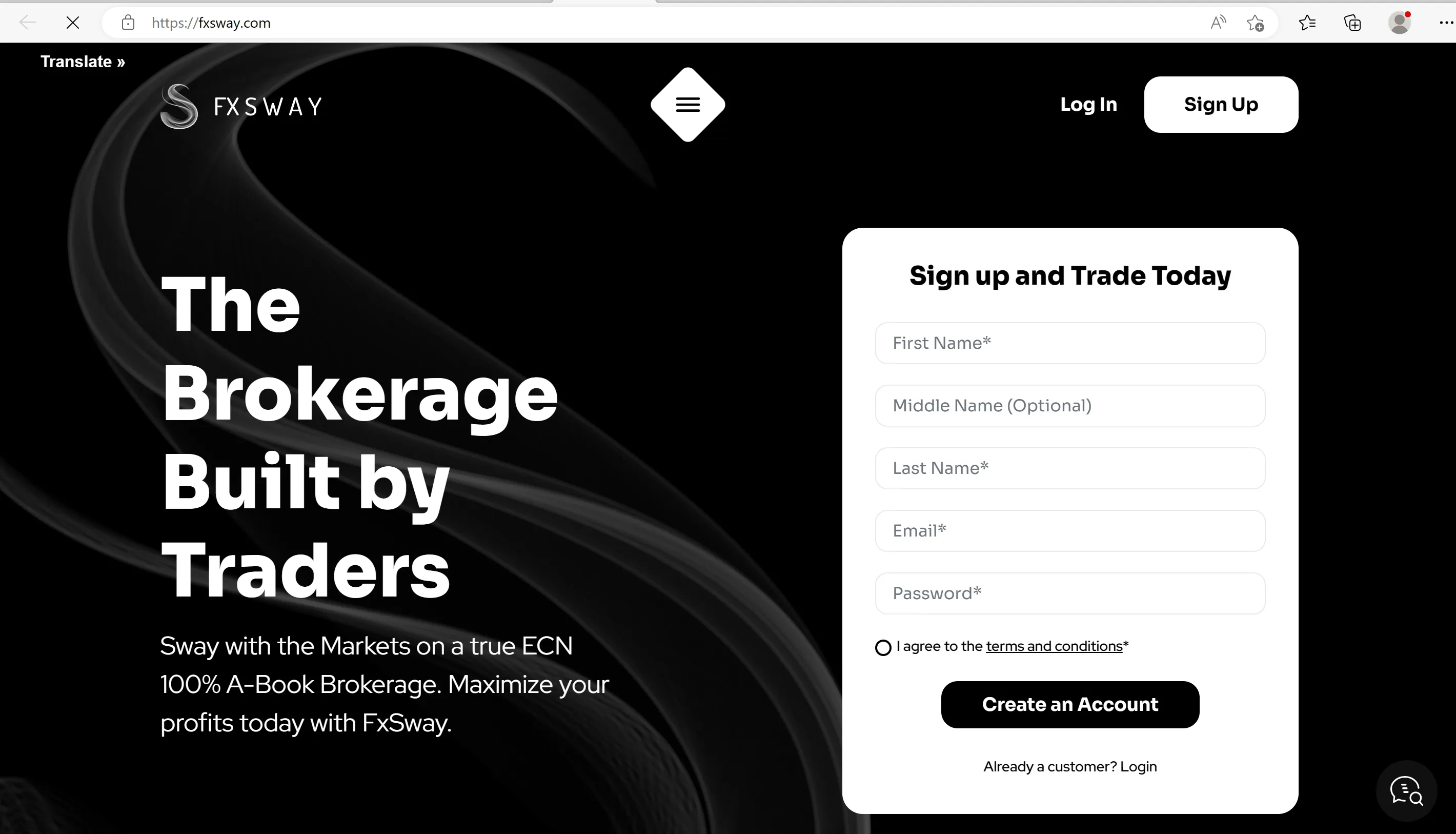 FXSway's website FXSway's website