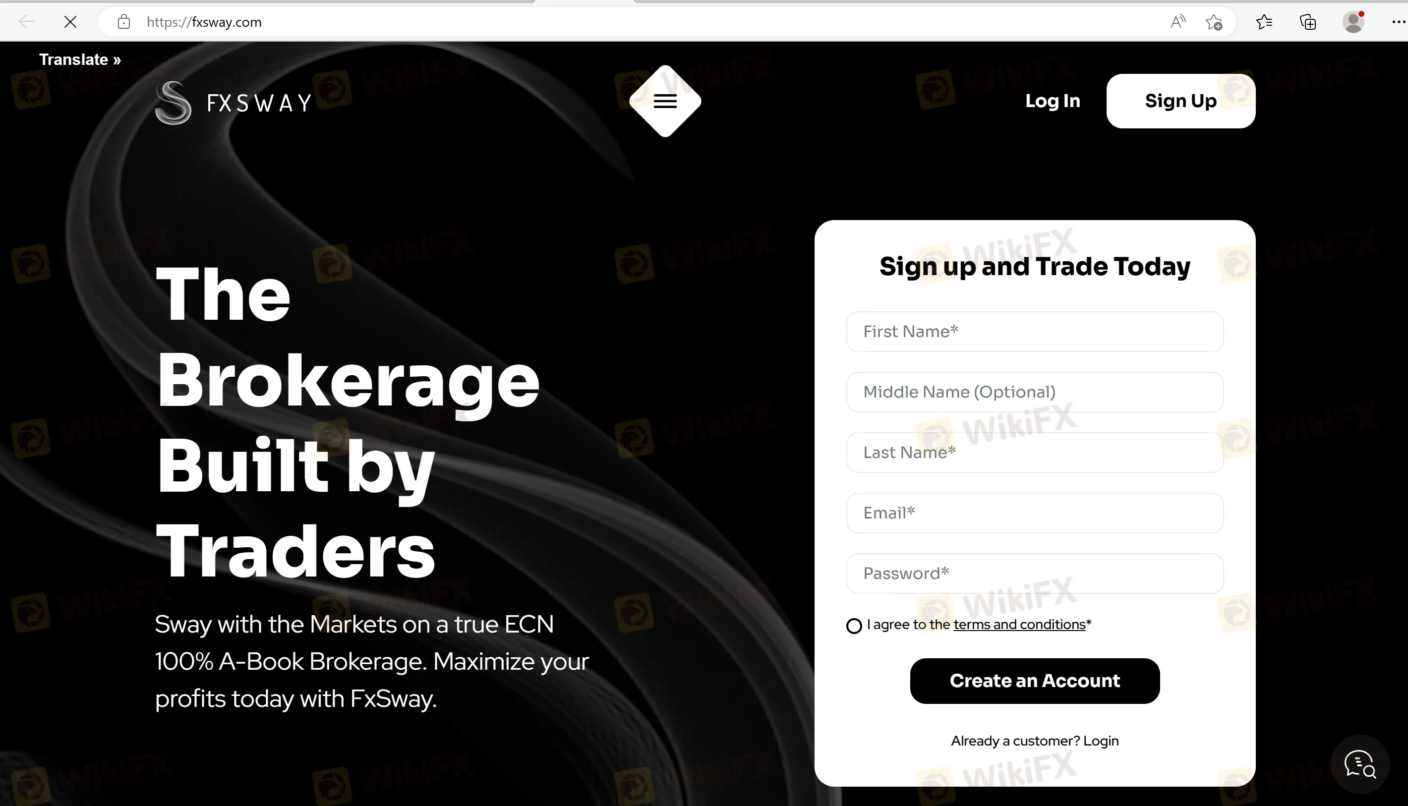 FXSway's website FXSway's website