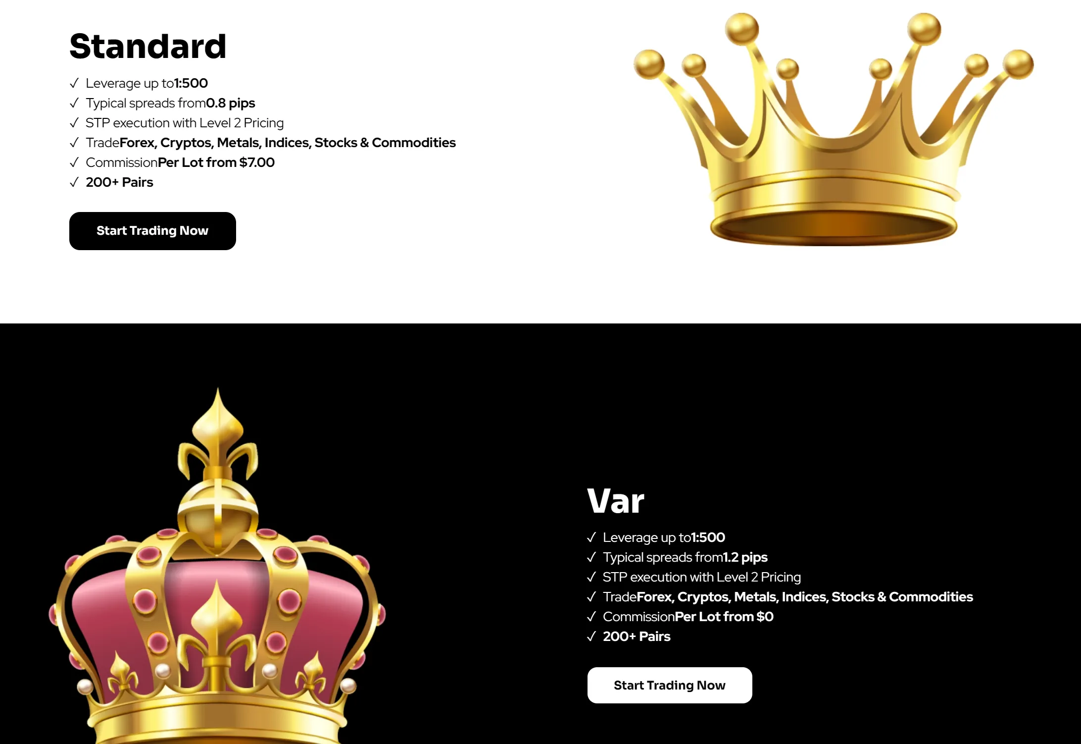 Standard and Var accounts Standard and Var accounts