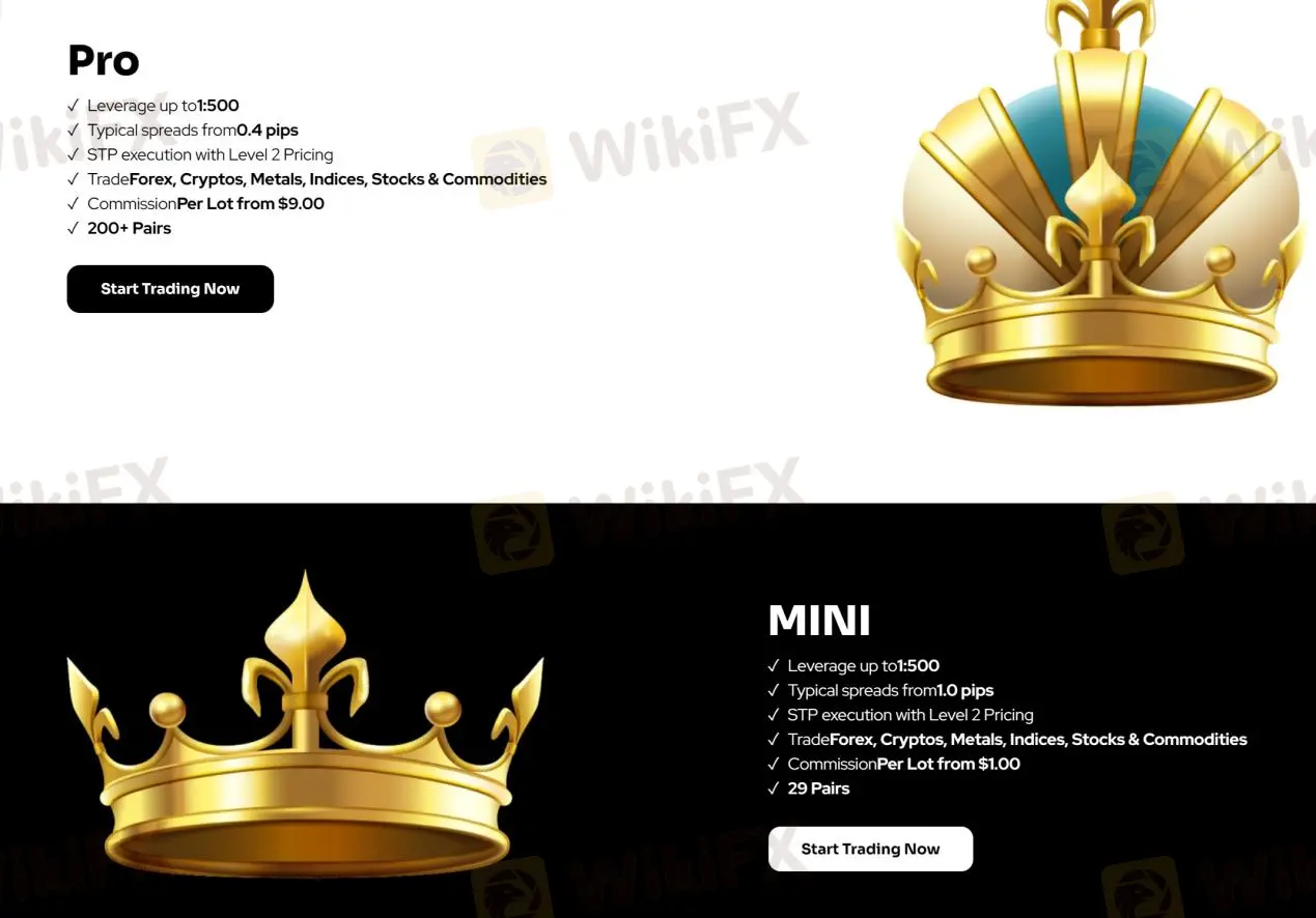 Pro and Mini accounts Pro and Mini accounts