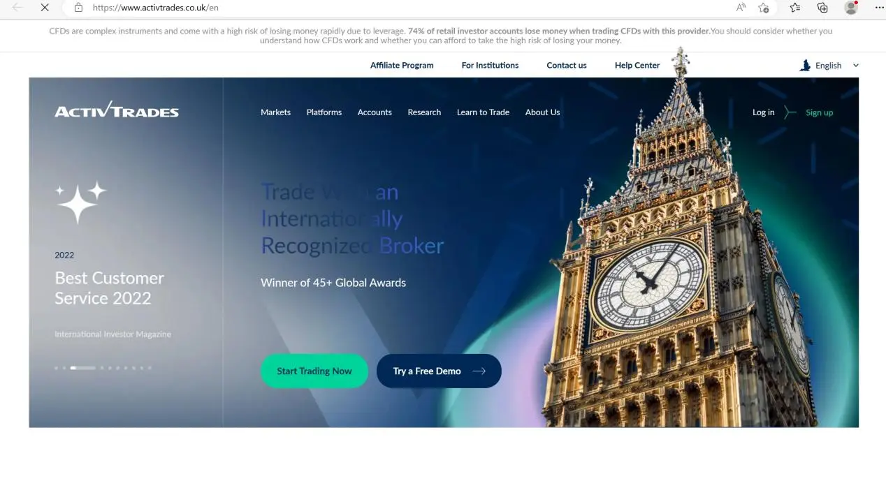 ActivTrades homepage ActivTrades homepage