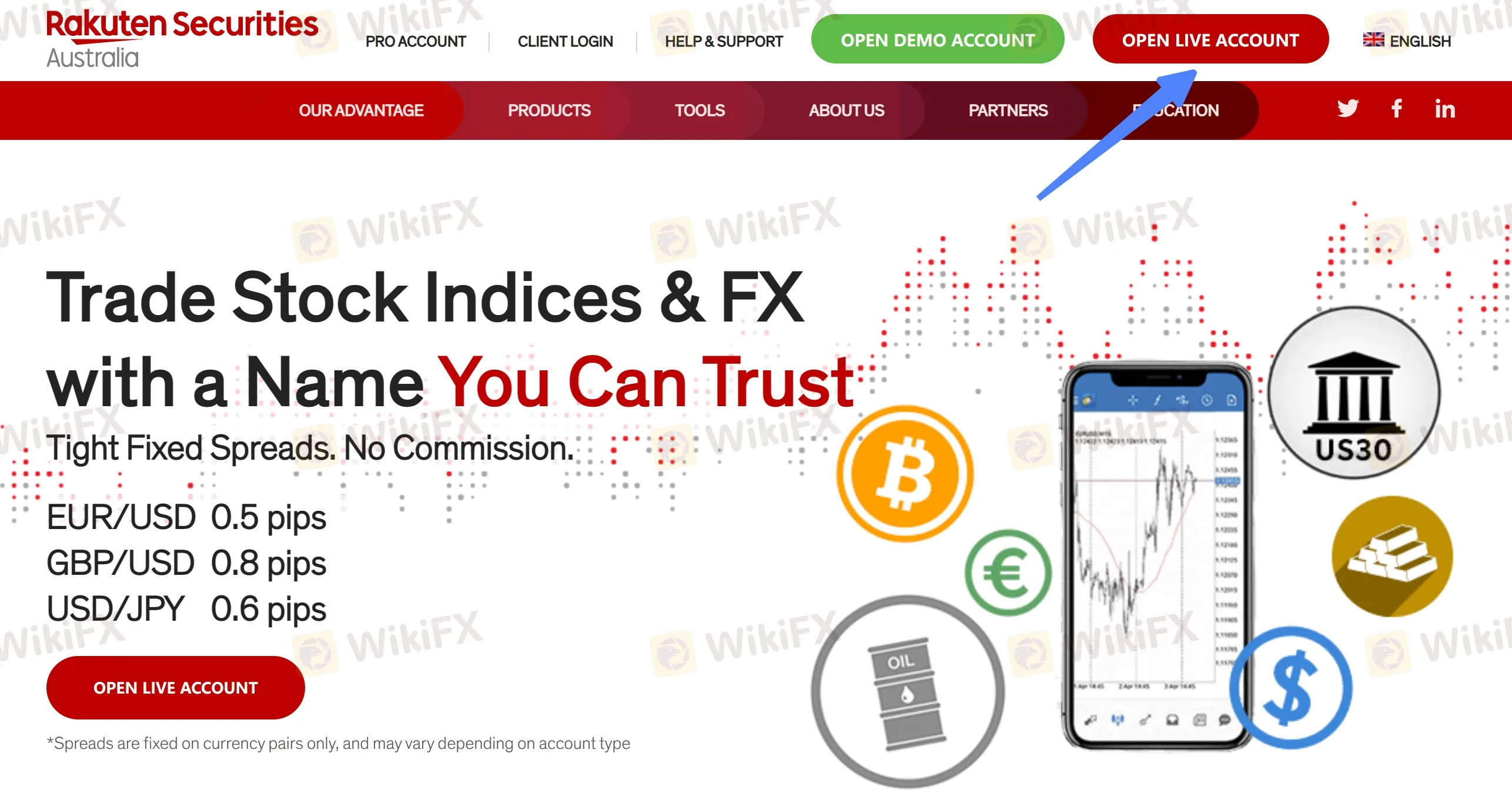 Step 1: click OPEN LIVE ACCOUNT“