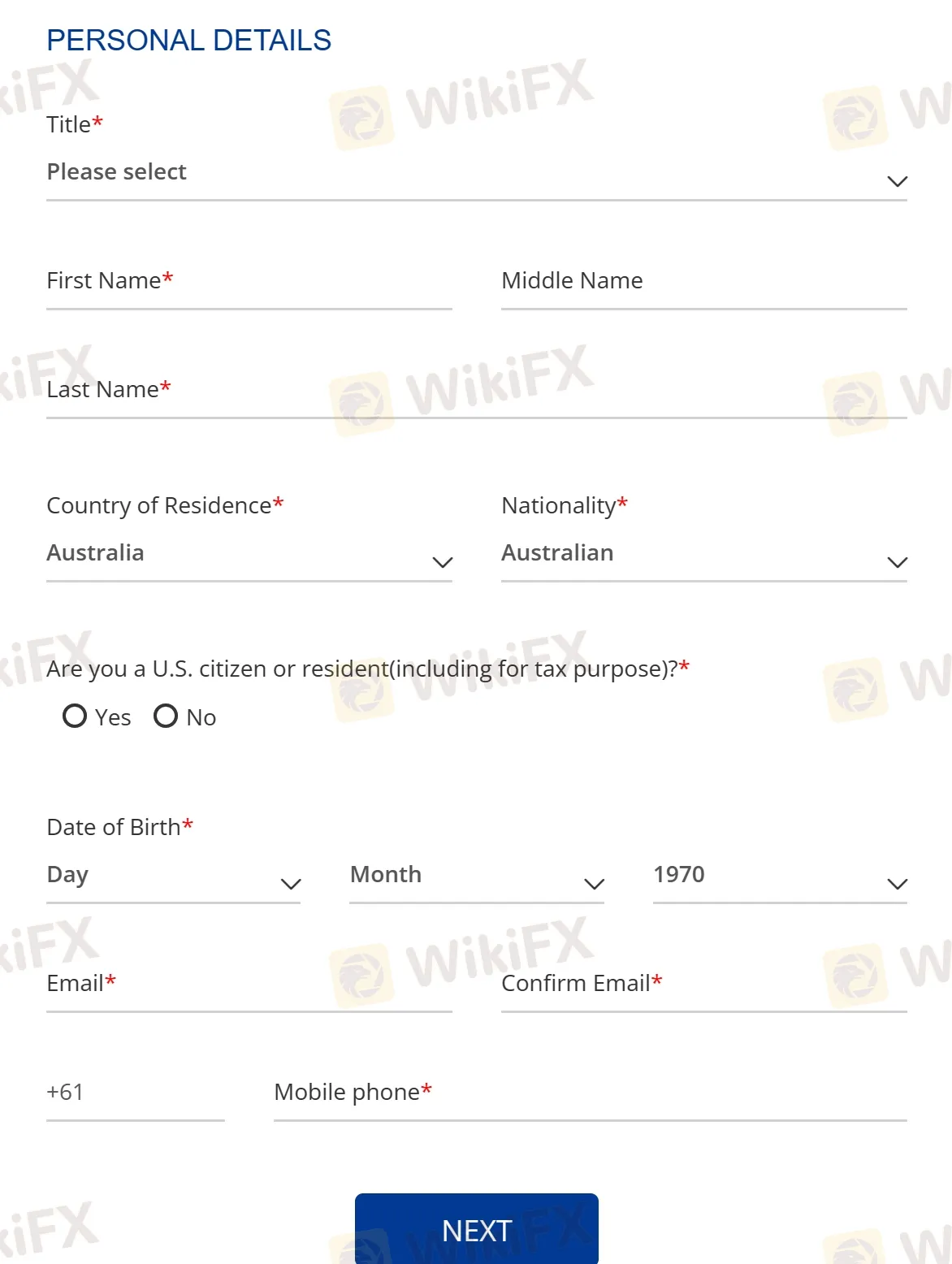 Step 2: fill in personal details