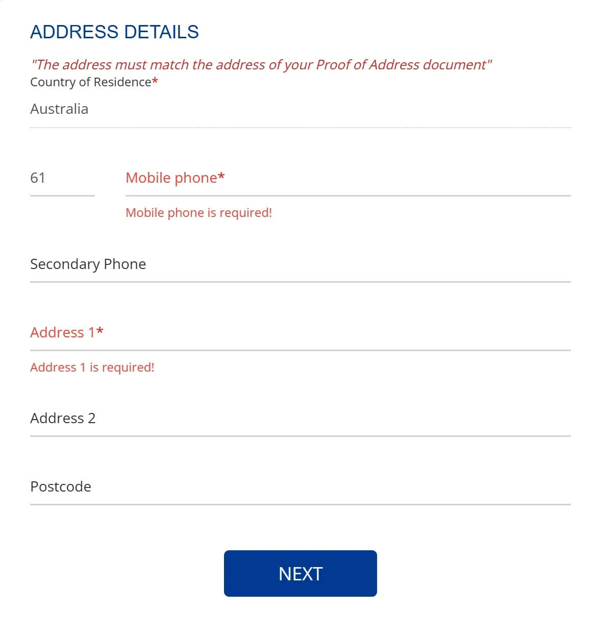 Step 3: fill in address details Step 3: fill in address details