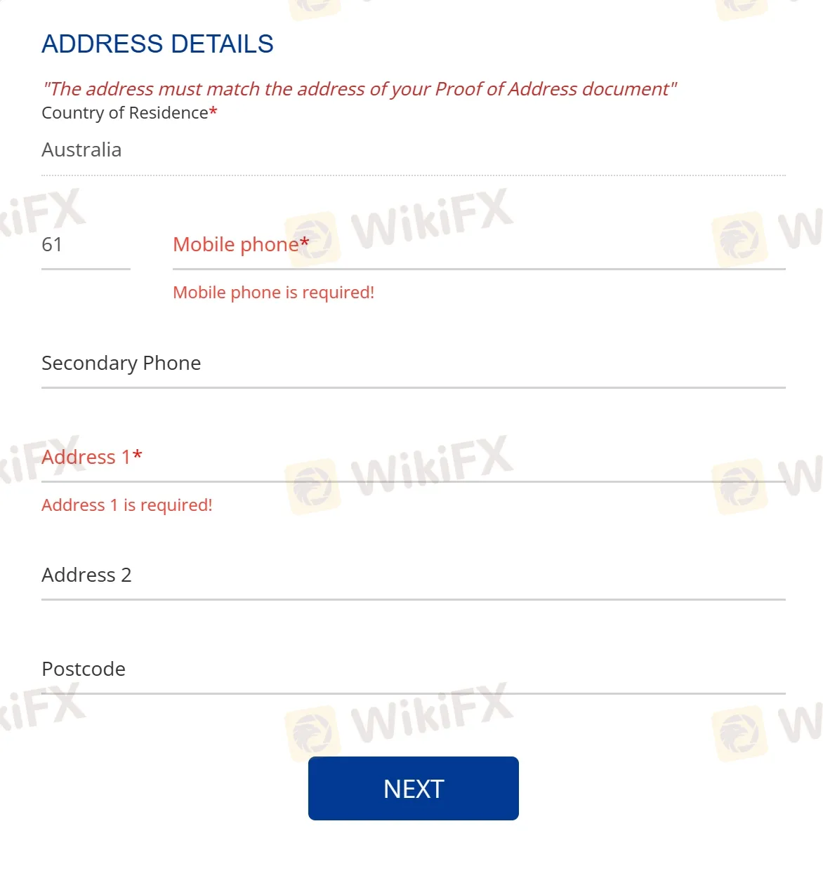 Step 3: fill in address details