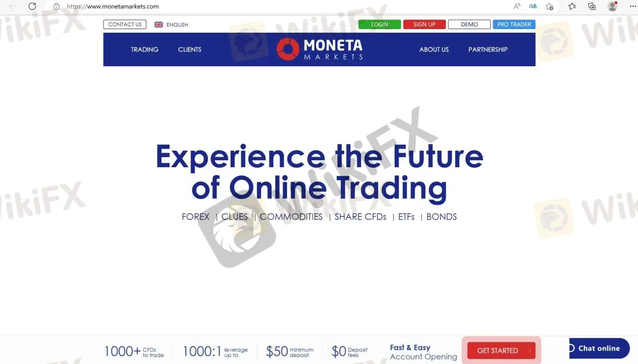 Moneta Markets website Moneta Markets website