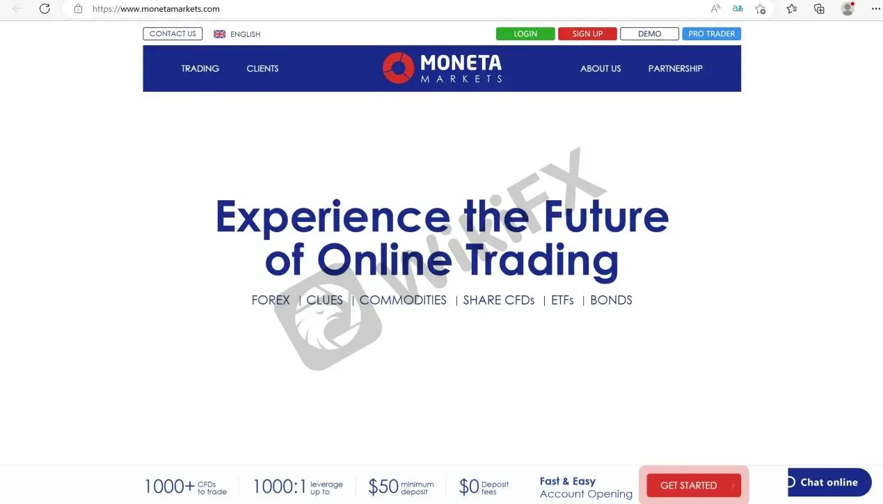 Moneta Markets website