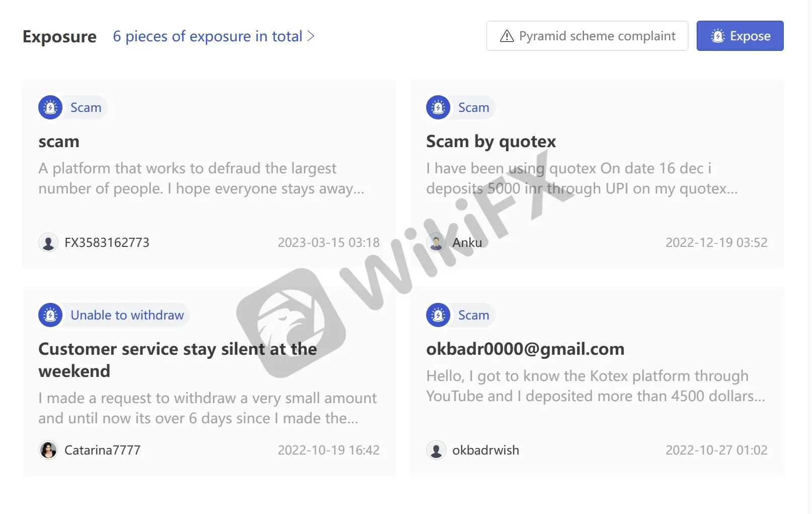 User Exposure on WikiFX User Exposure on WikiFX