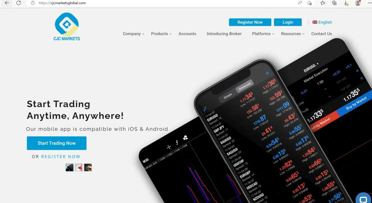 CJC Markets home page