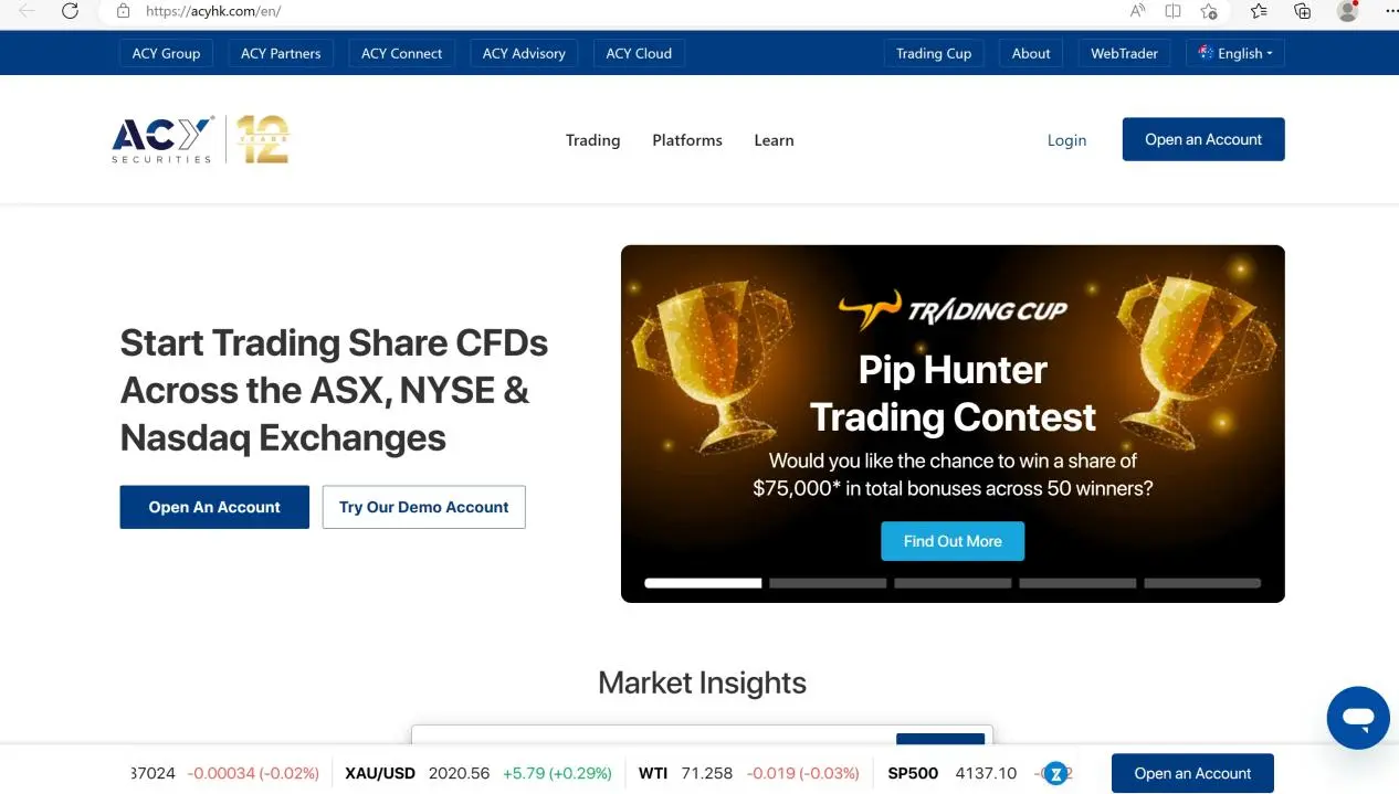 ACY Securities' home page ACY Securities' home page