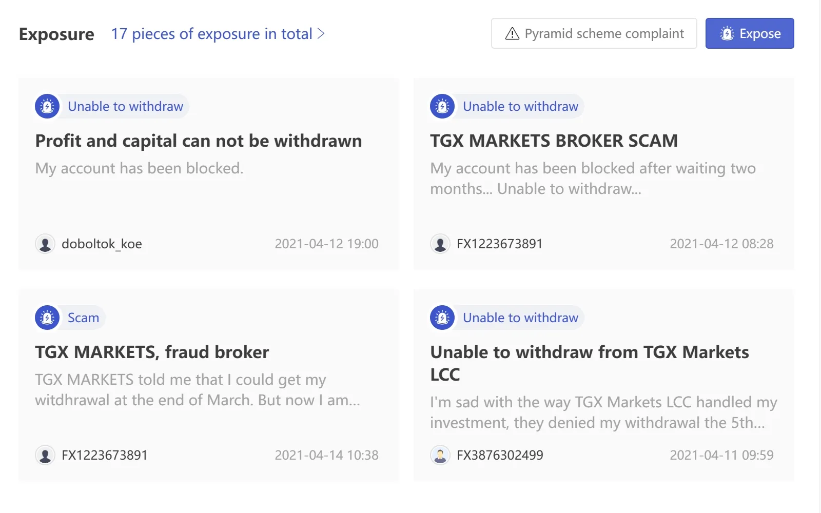 User Exposure on WikiFX