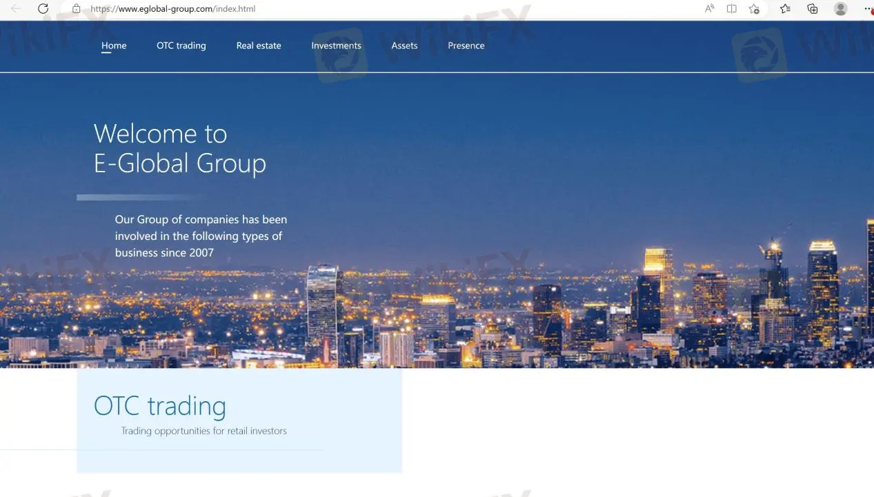 E-Global's home page