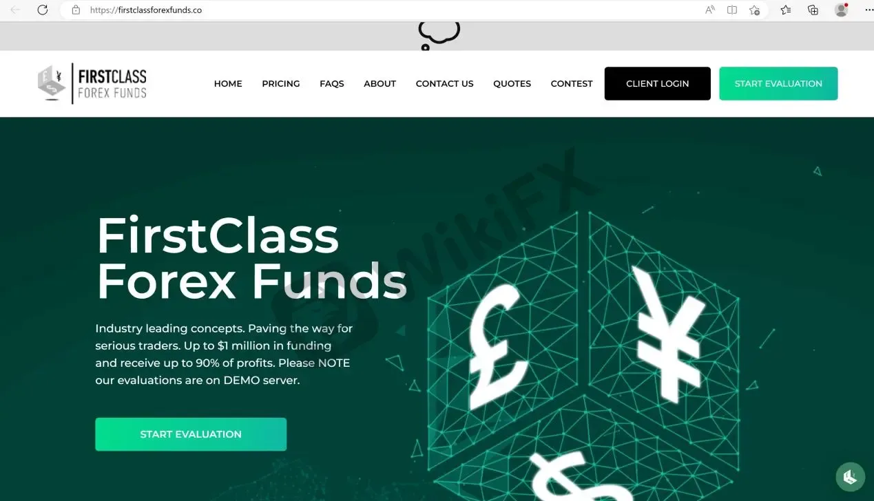 First Class Forex Funds' home page