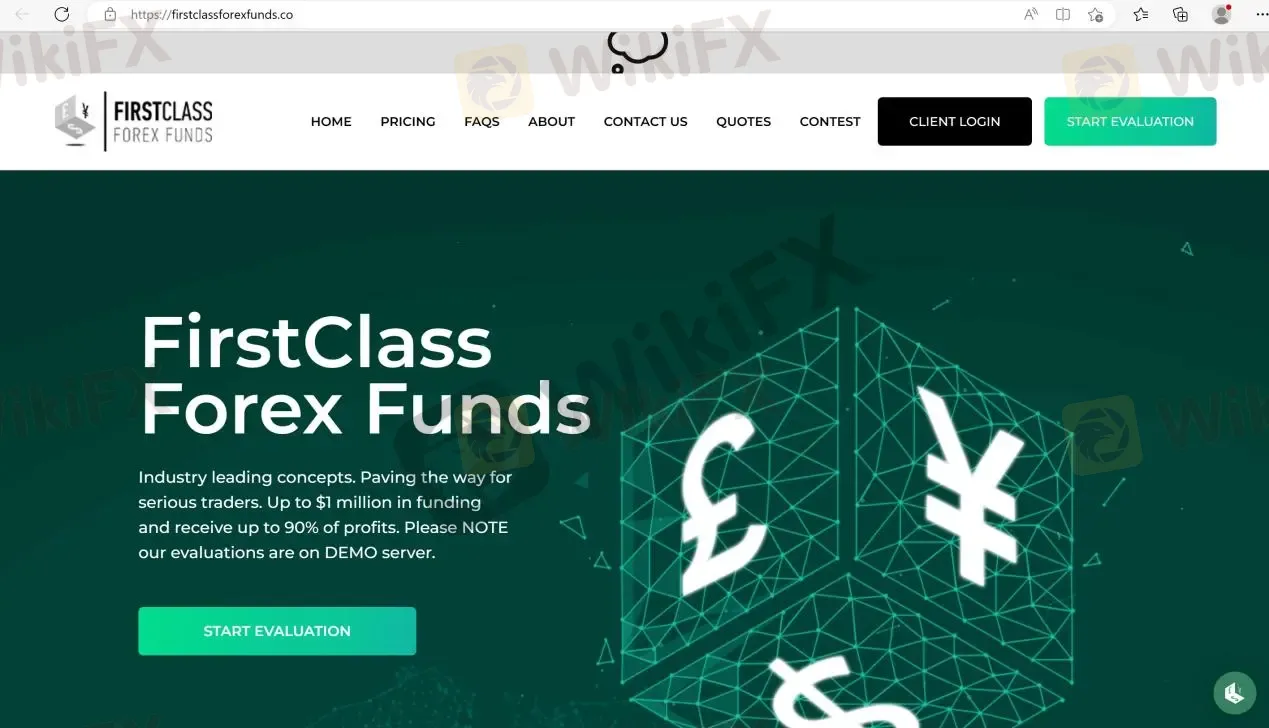 First Class Forex Funds' home page