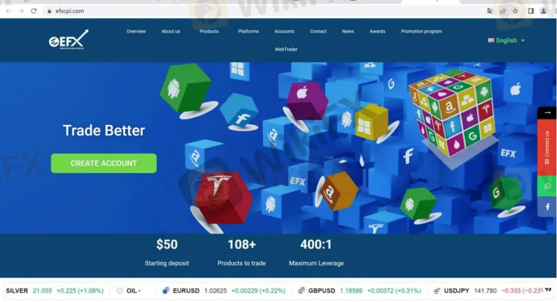 EFX's home page