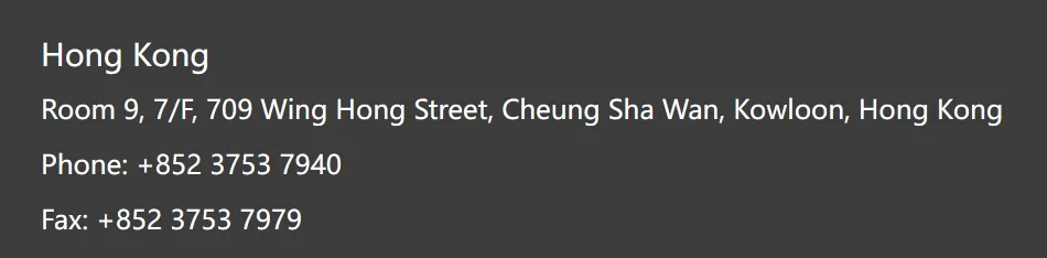 Contact Hong Kong Contact Hong Kong