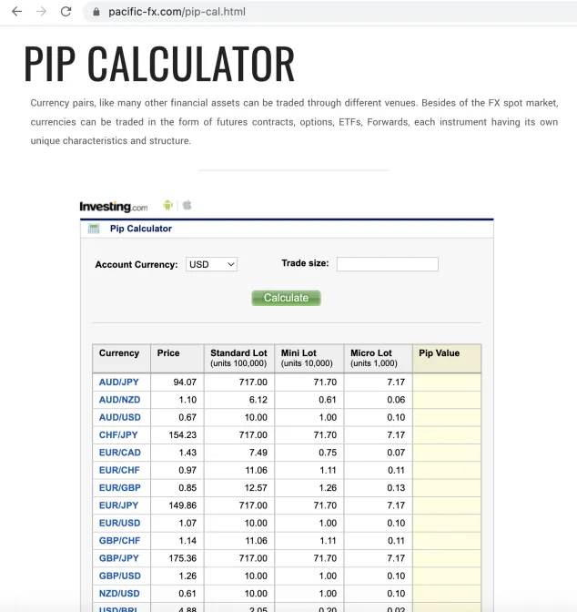 pip calculator 