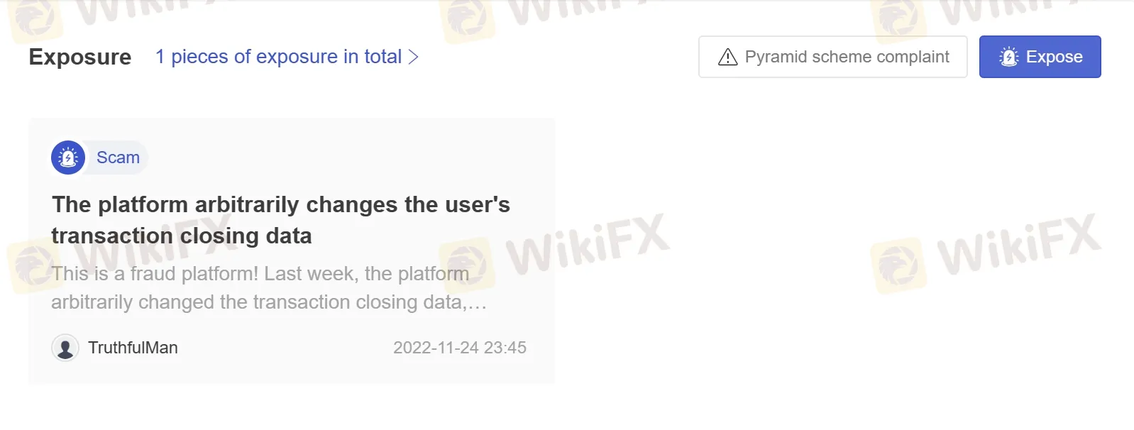 User Exposure on WikiFX