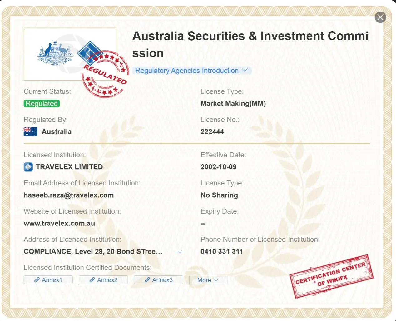 ASIC license ASIC license