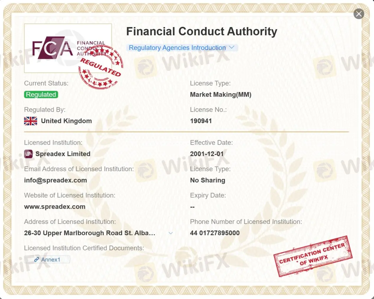 FCA license FCA license