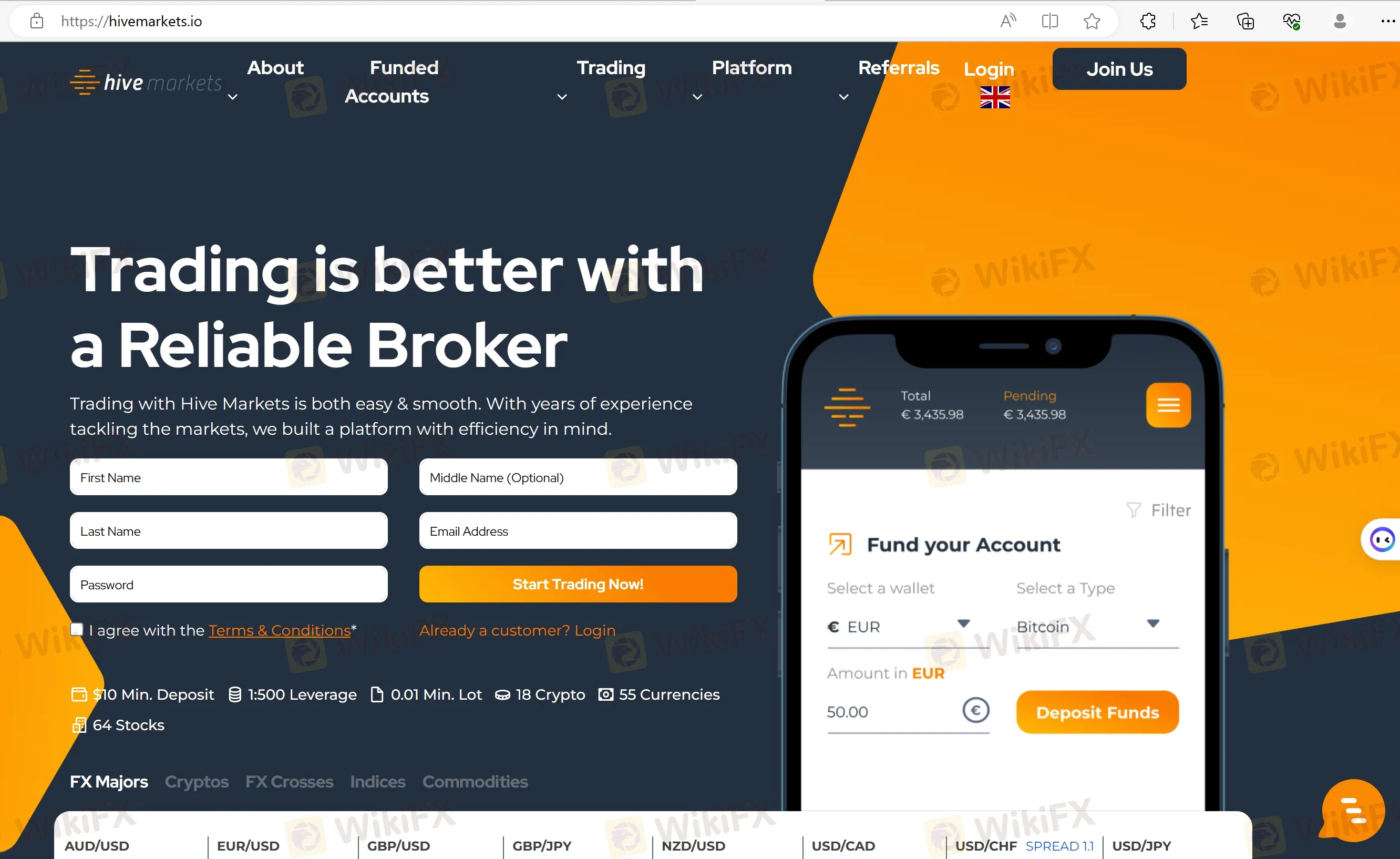 Hive Markets' home page