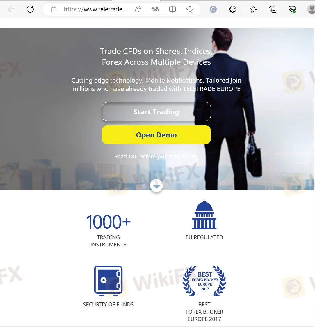 TeleTrade's home page