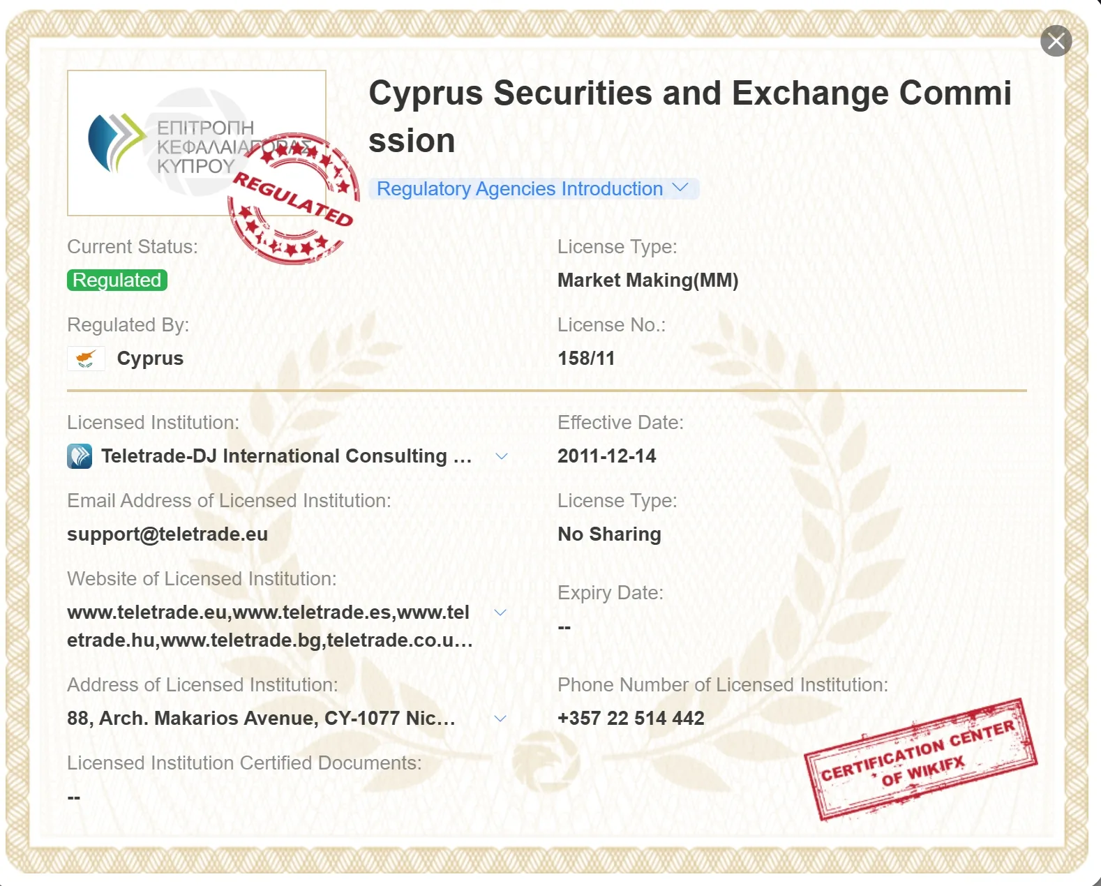 CYSEC license