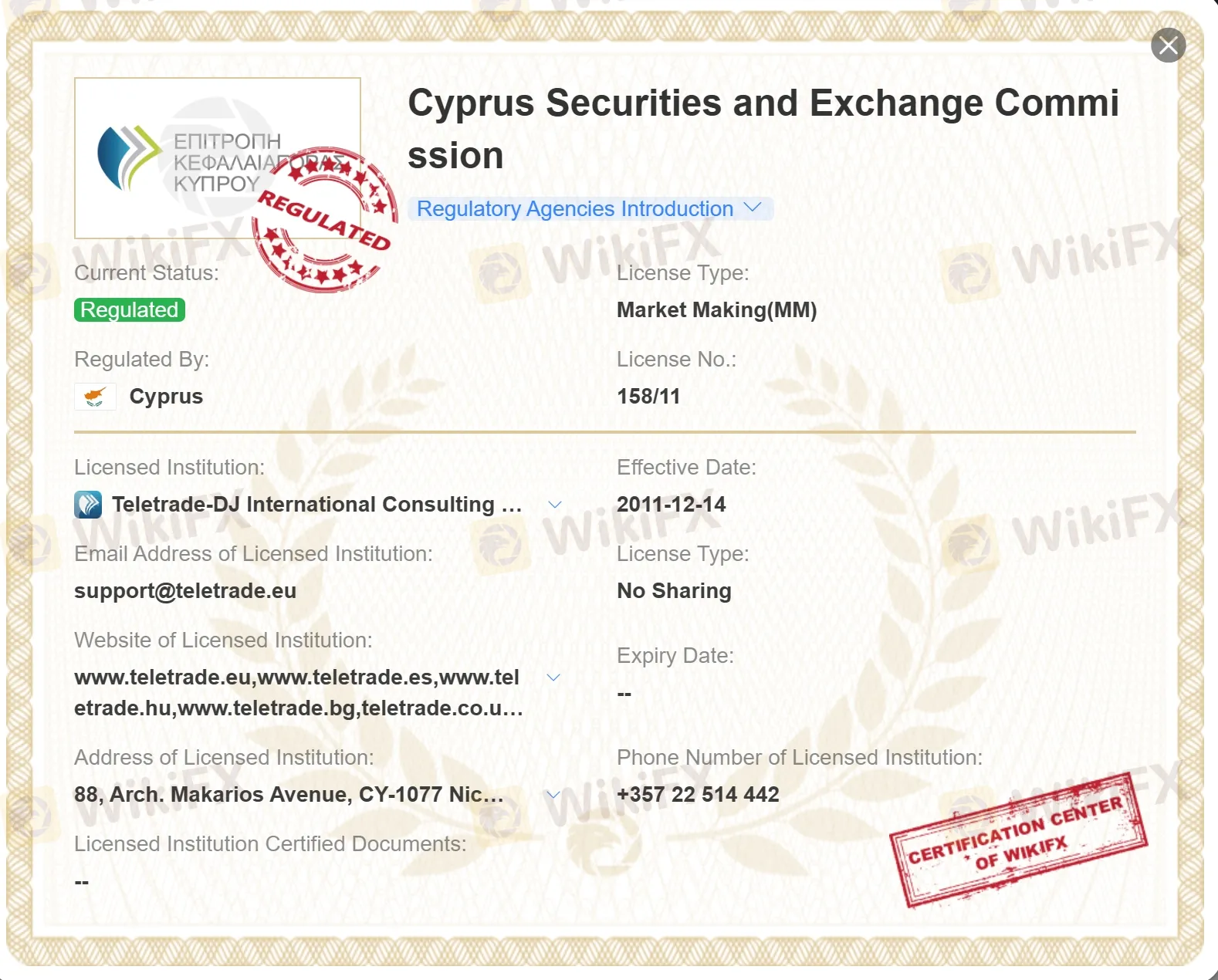 CYSEC license CYSEC license