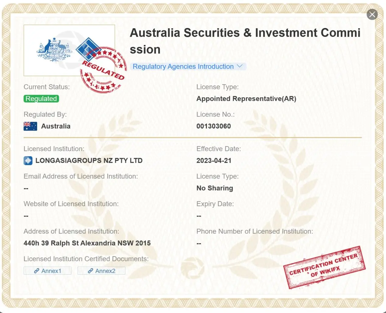 ASIC license ASIC license