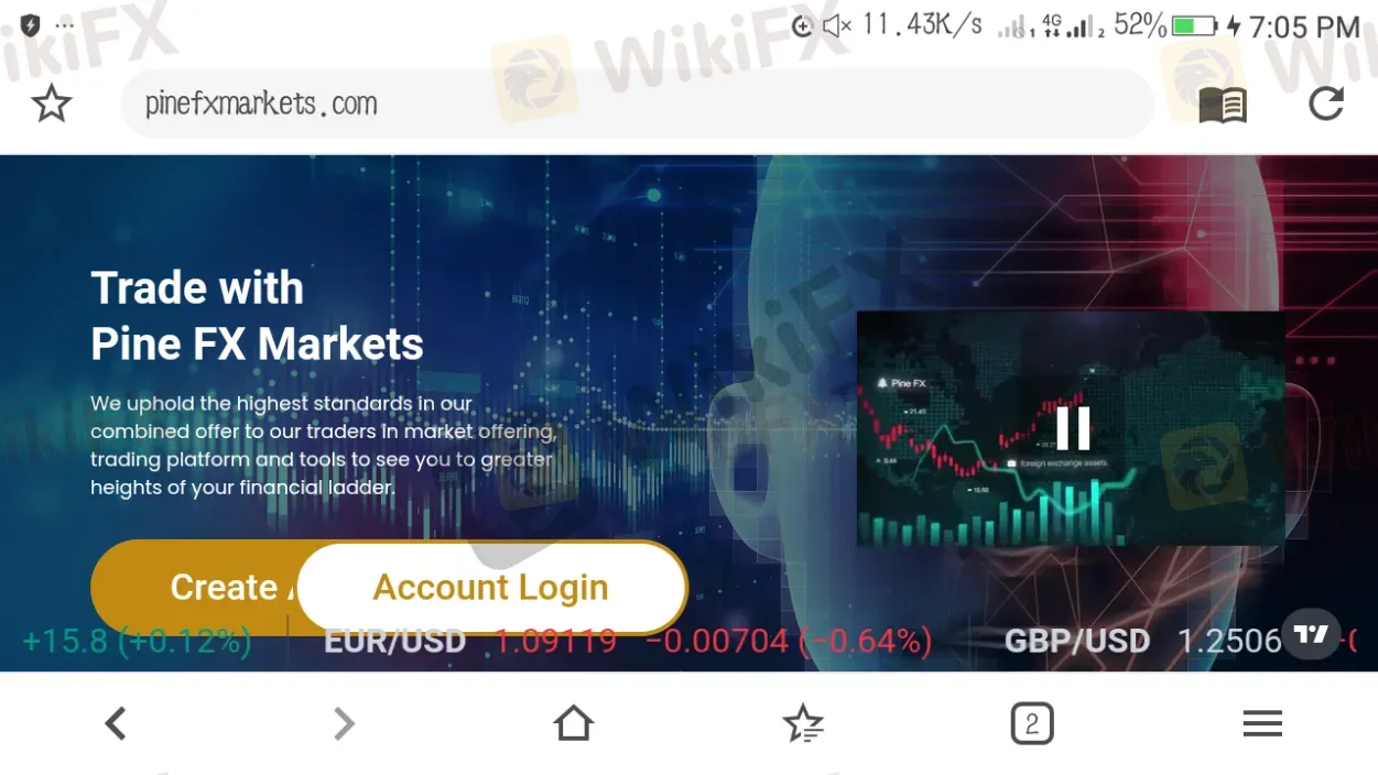 PINE FX MARKETS' home page
