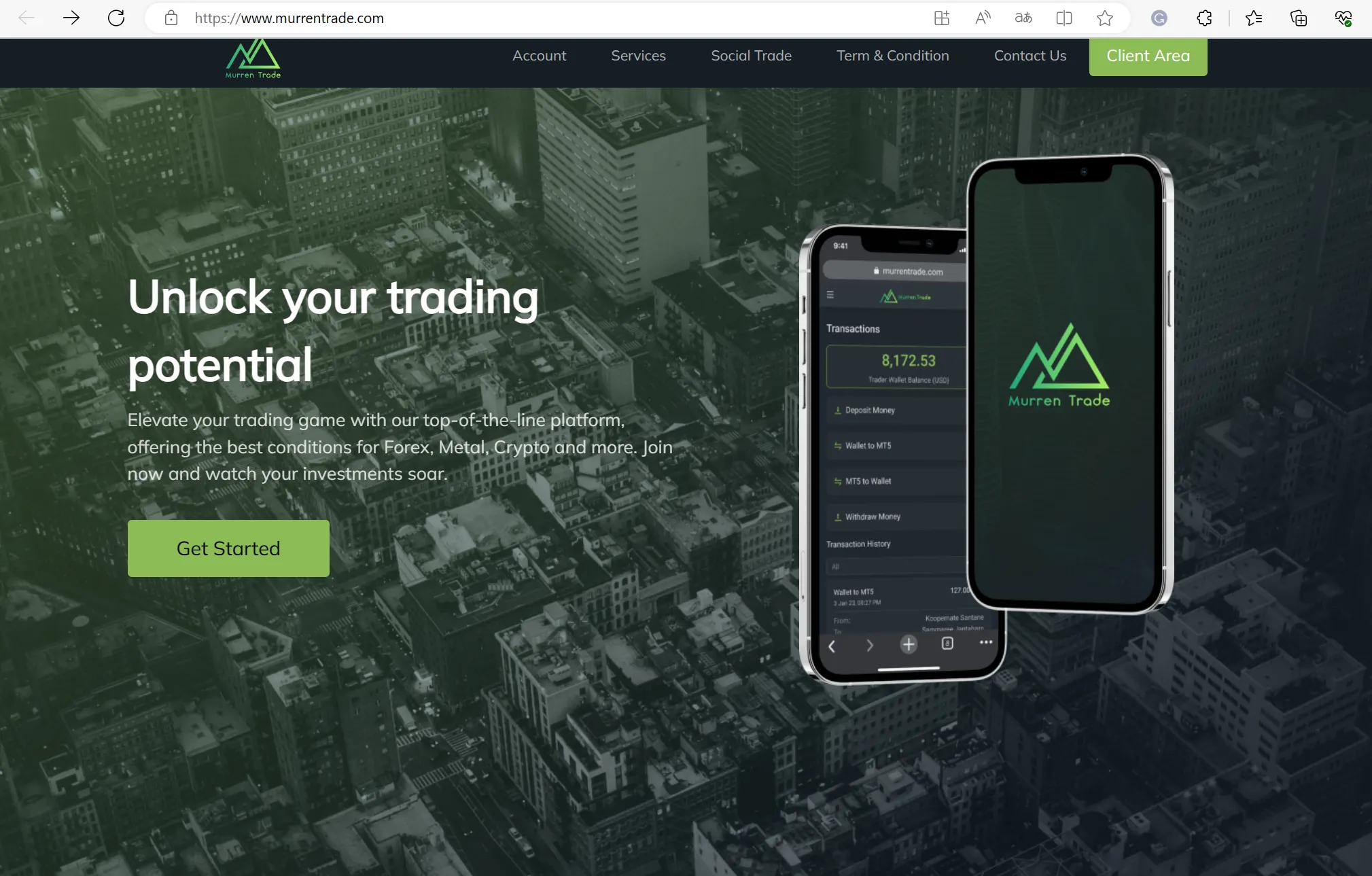 หน้าหลักของ Murrentrade หน้าหลักของ Murrentrade