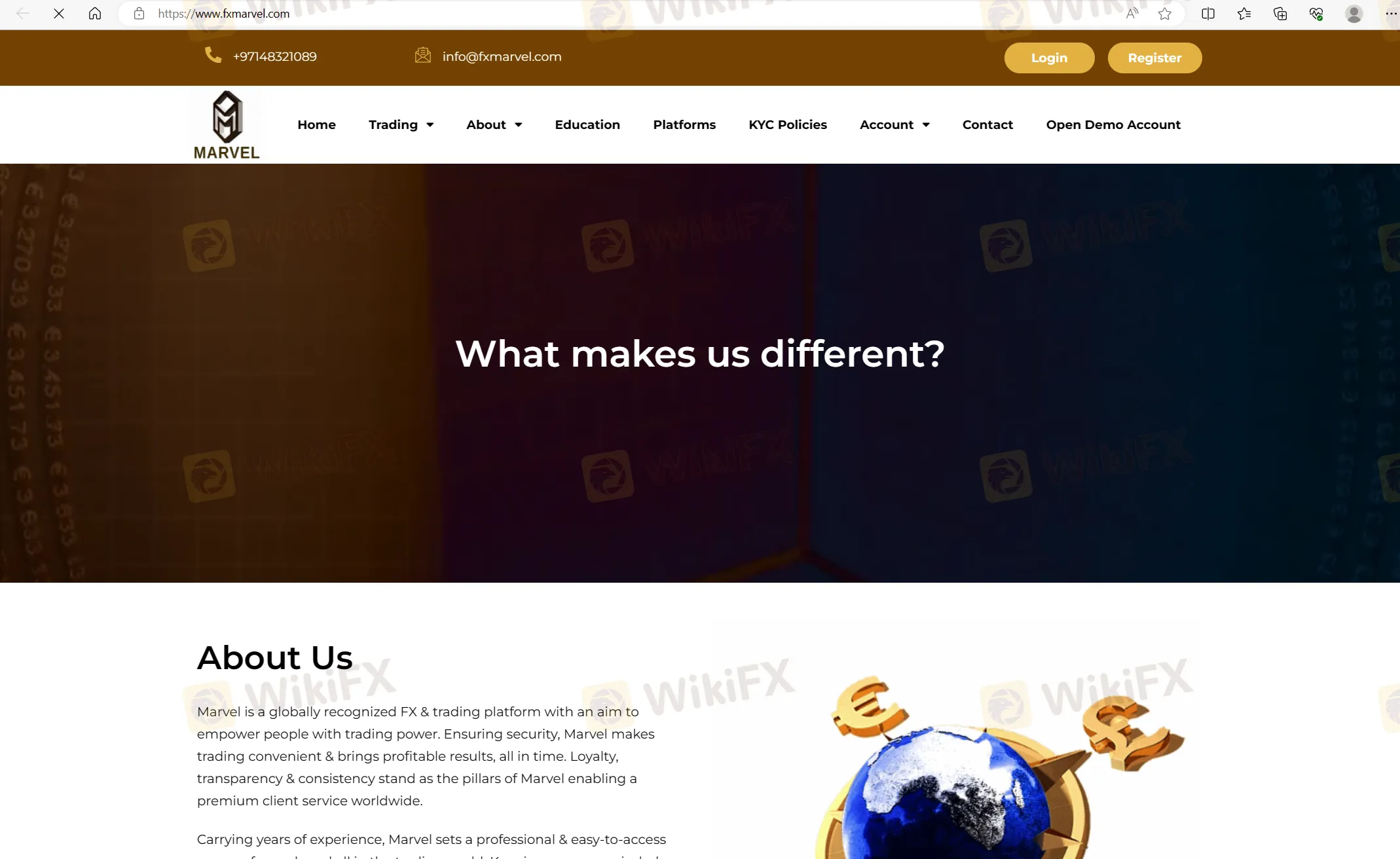 Marvel's home page